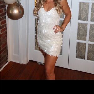 Meshki White  Sequin Dress romlilly